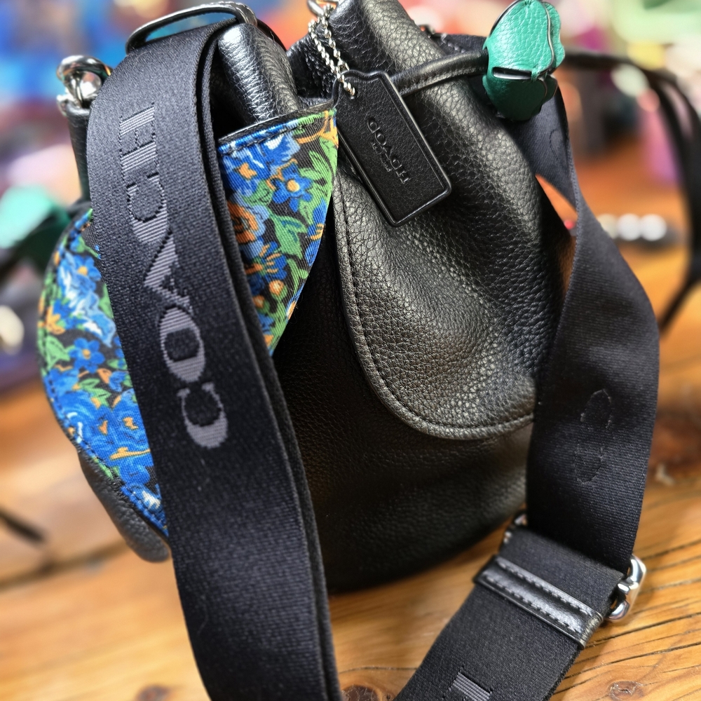 Coach Black Leather Petal Drawstring Bucket Bag - Picture 2 of 9